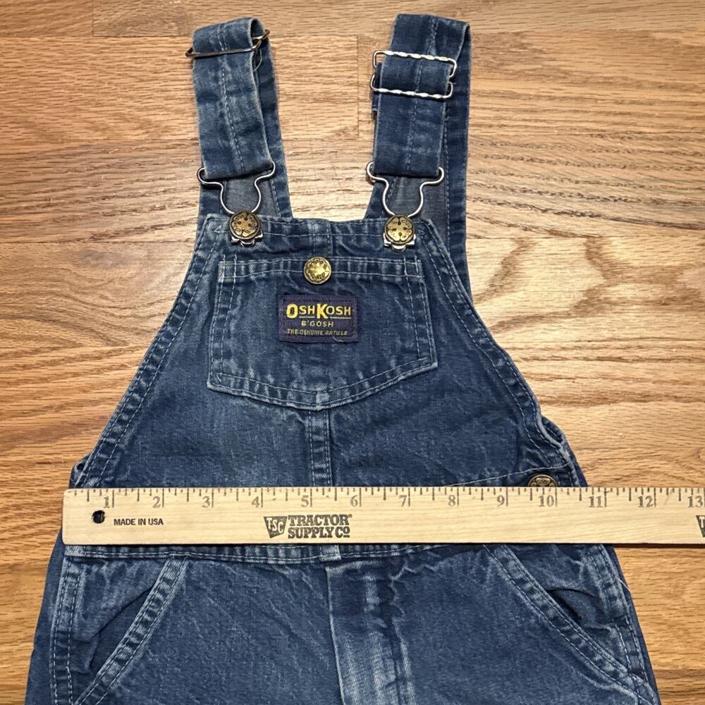 VINTAGE OSHKOSH B'GOSH 80S DENIM VESTBAK OVERALLS MADE IN USA TODDLER 3T - Picture 9 of 9